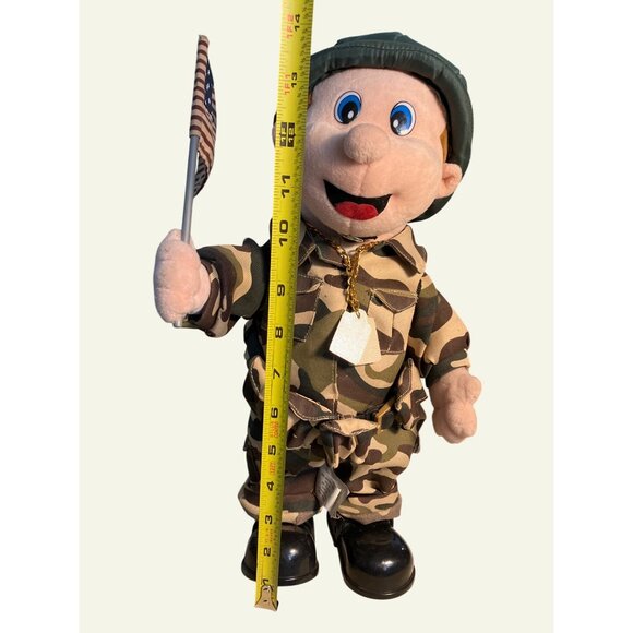 Patriotic American Soldier PLUSH Figure  Camouflage Outfit American Flag - Picture 7 of 15